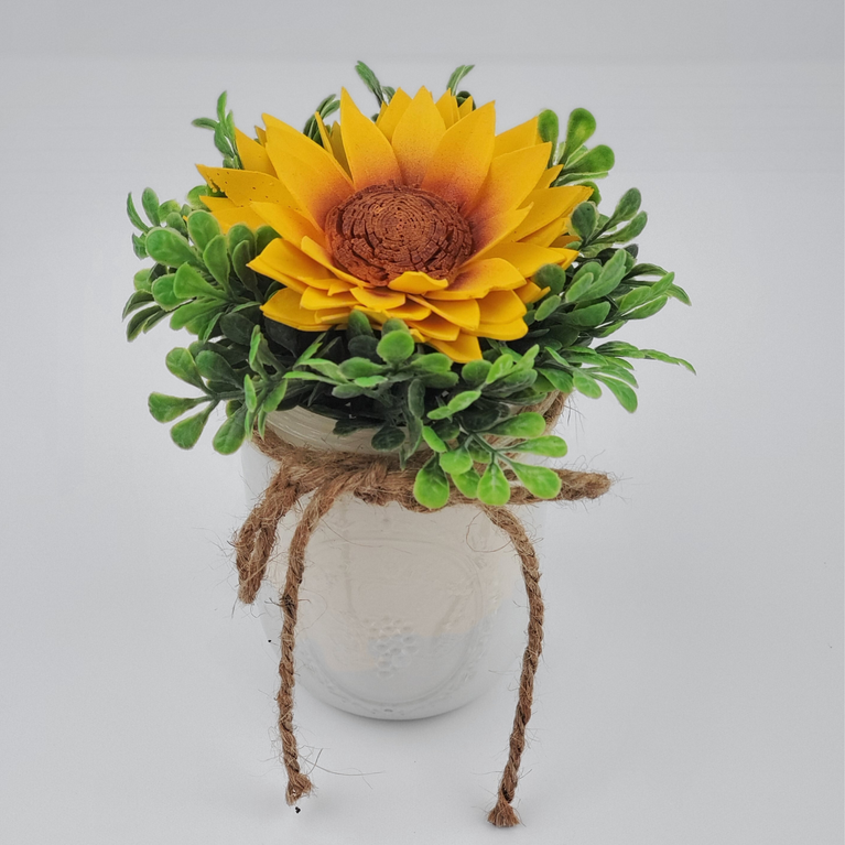 Single Sunflower Pint Mason Jar Arrangement