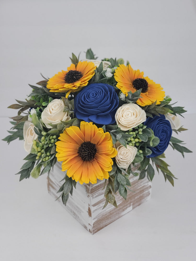 Sunshine Box with Blue Roses